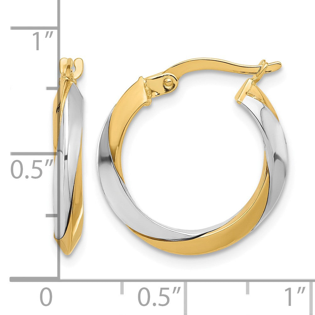 14K Two-tone Polished Twist Hoop Earrings
