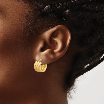 14K Polished and Twisted Hoop Earrings
