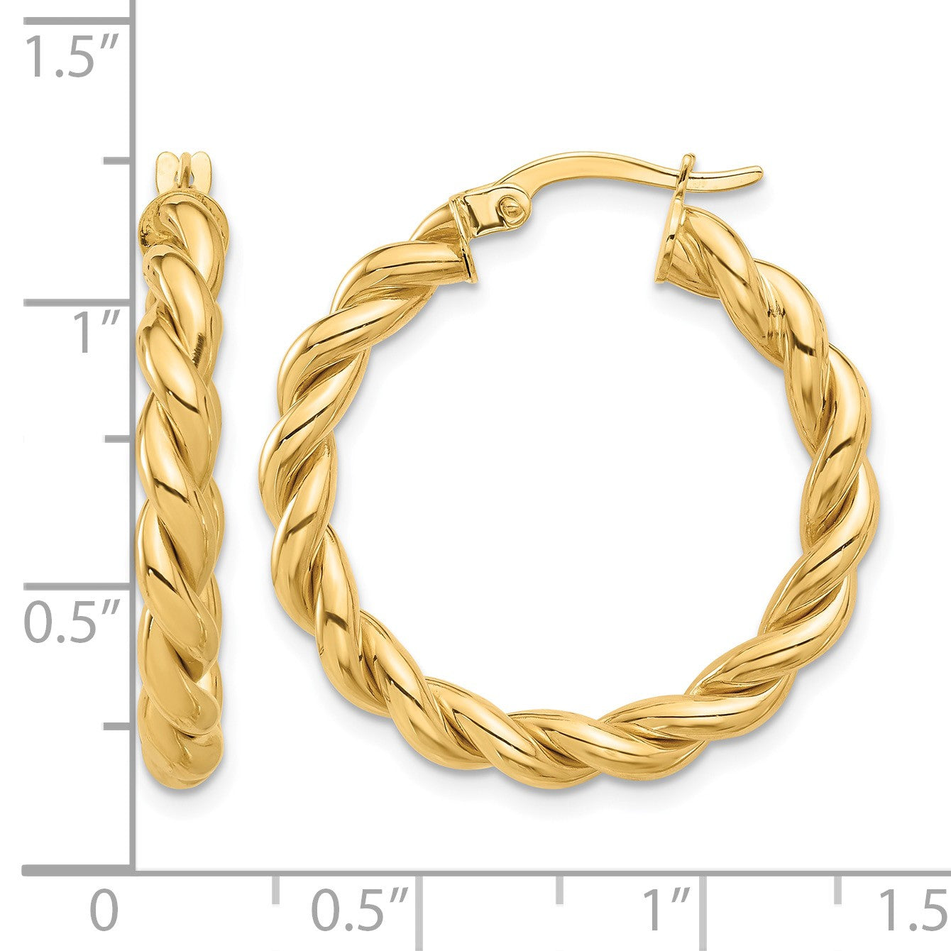 14k Polished Twisted Hoop Earrings