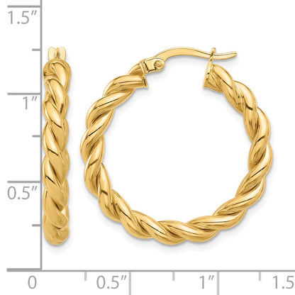 14k Polished Twisted Hoop Earrings