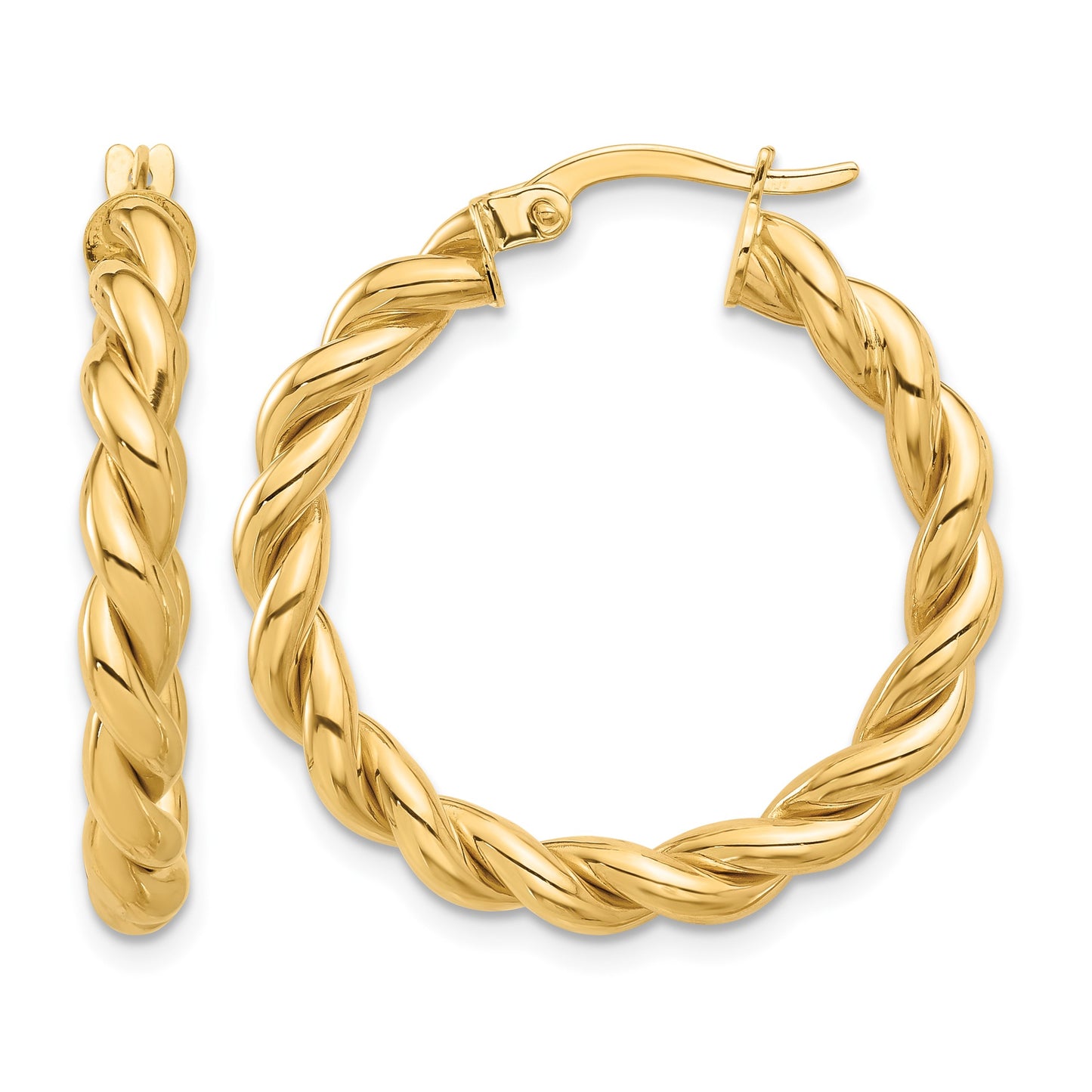 14k Polished Twisted Hoop Earrings