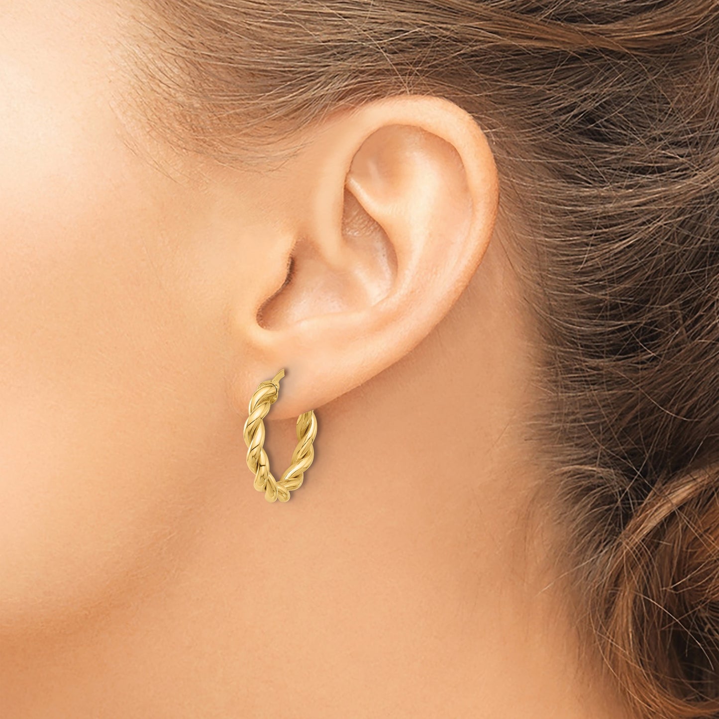 14k Polished Twisted Hoop Earrings