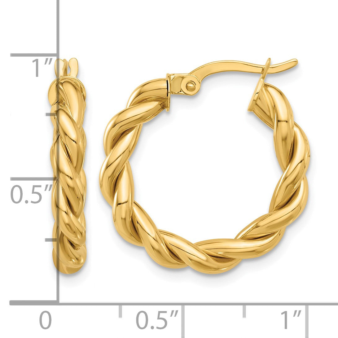 14k Polished Twisted Hoop Earrings