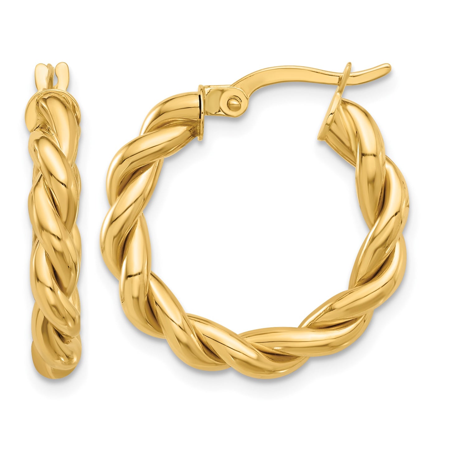 14k Polished Twisted Hoop Earrings