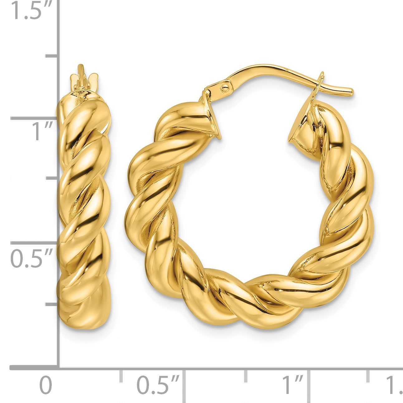 14ky Polished 5.3mm Hollow Twisted Round Hoop Earrings