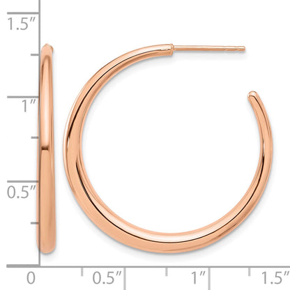 14K Rose Gold Polished Hoop Post Earrings