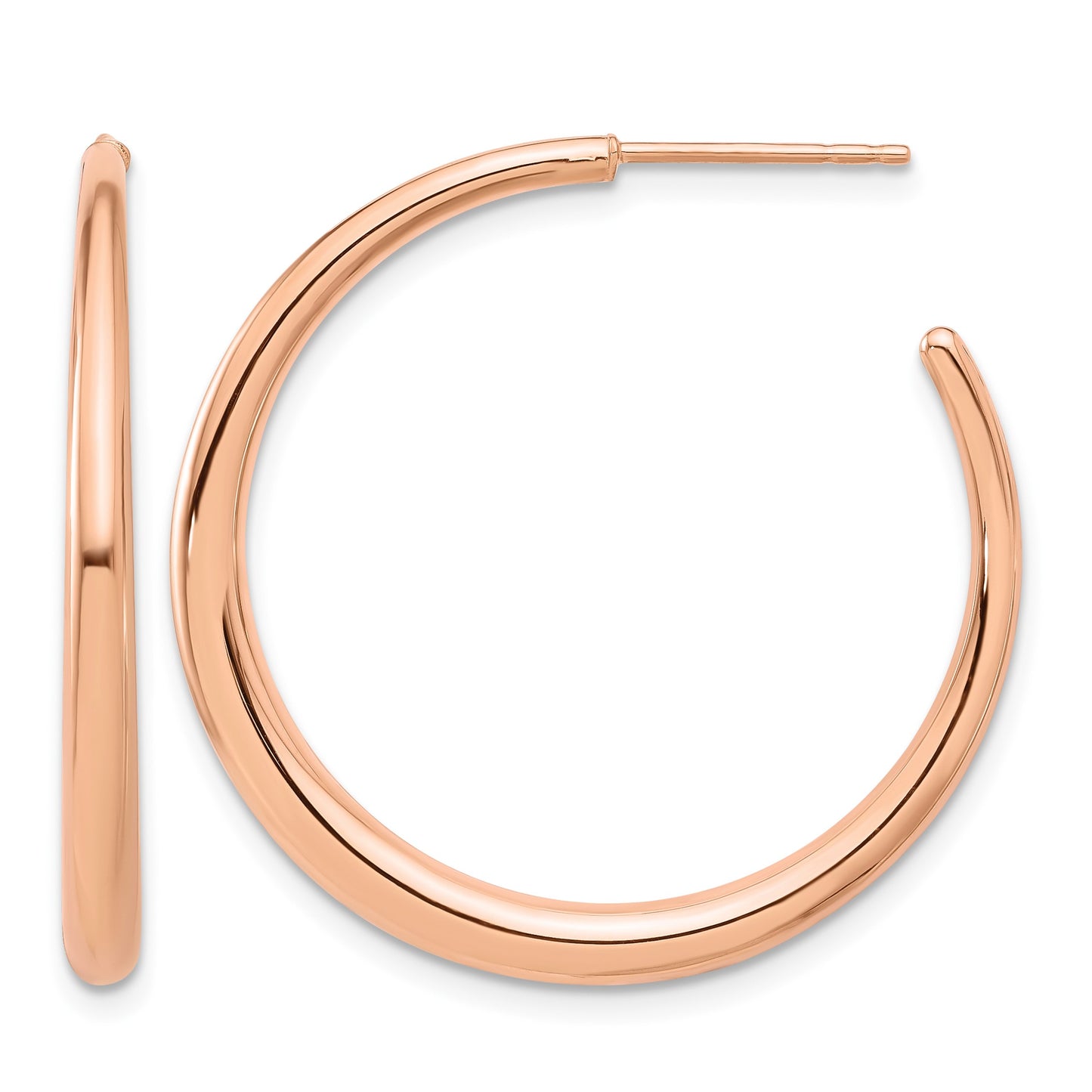 14K Rose Gold Polished Hoop Post Earrings