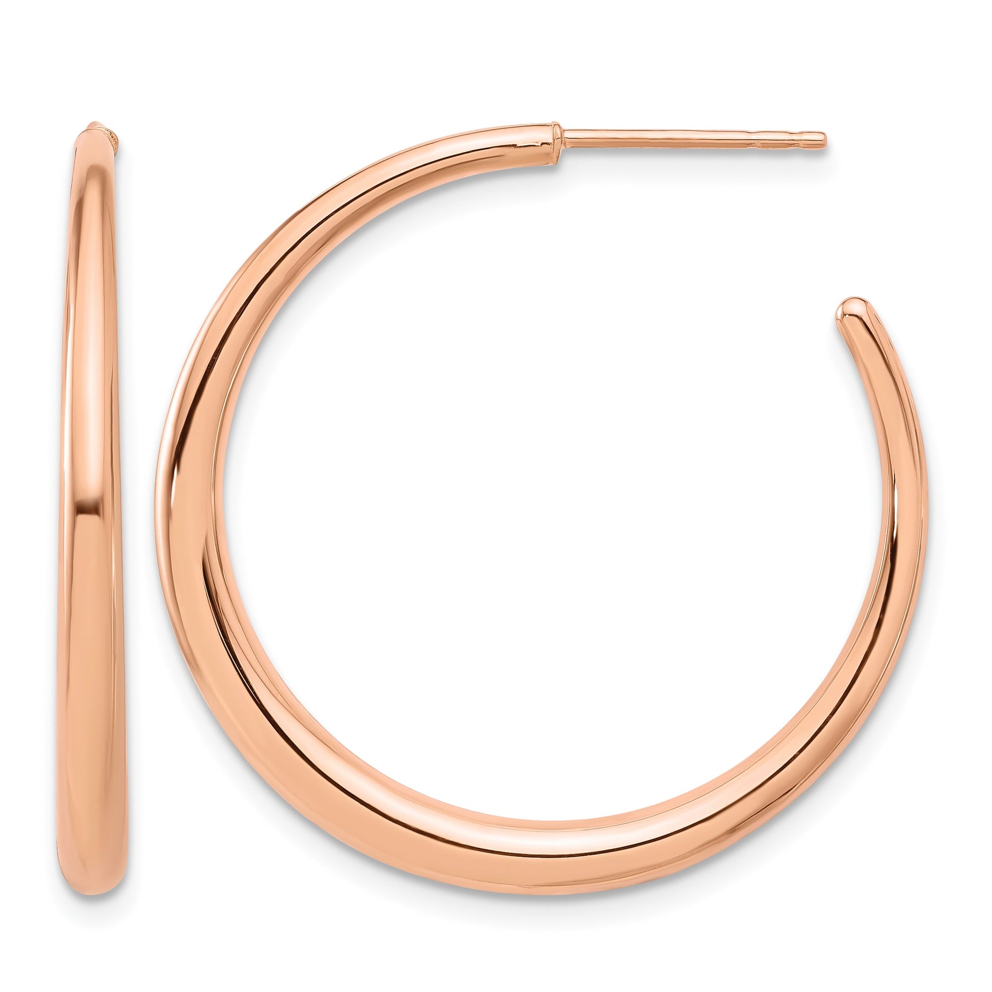 14K Rose Gold Polished Hoop Post Earrings