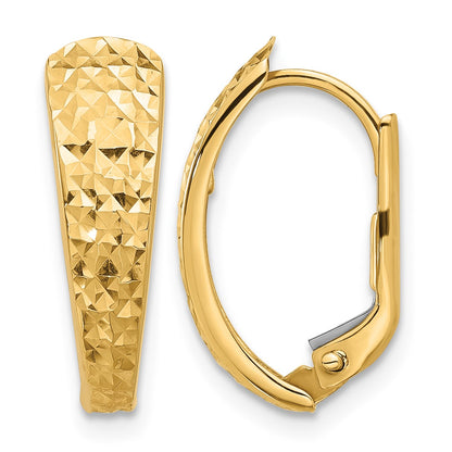 14K Polished and Diamond-cut Leverback Earrings