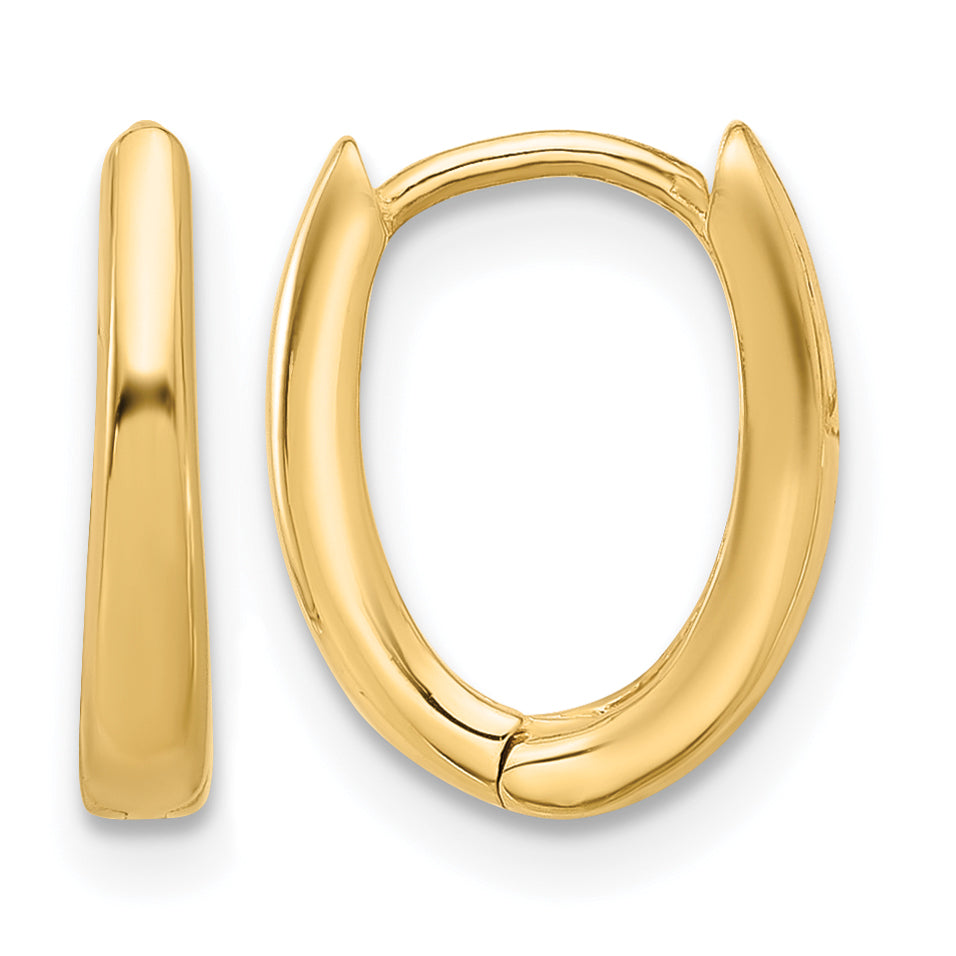 14K Polished Oval Hinged Hoop Earrings