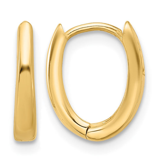 14K Polished Oval Hinged Hoop Earrings