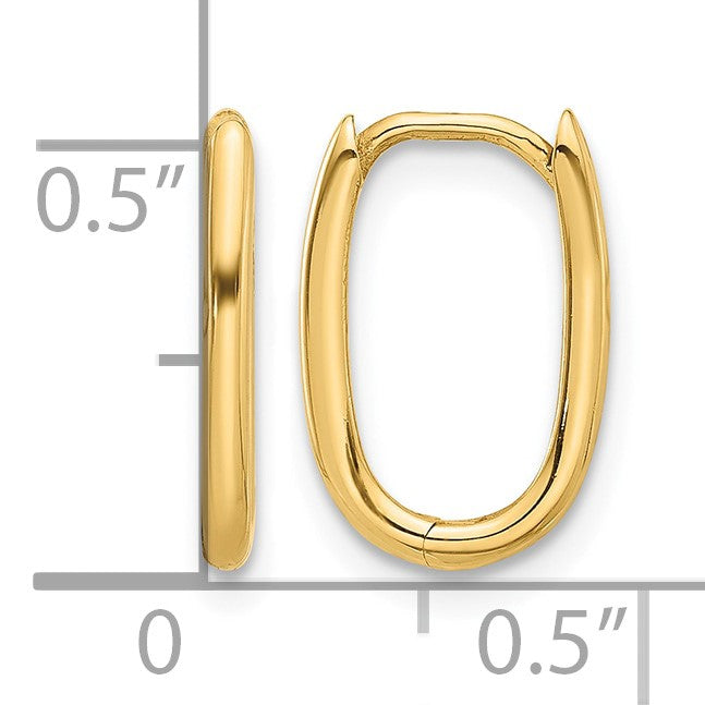 14K Polished Oval Hinged Hoop Earrings