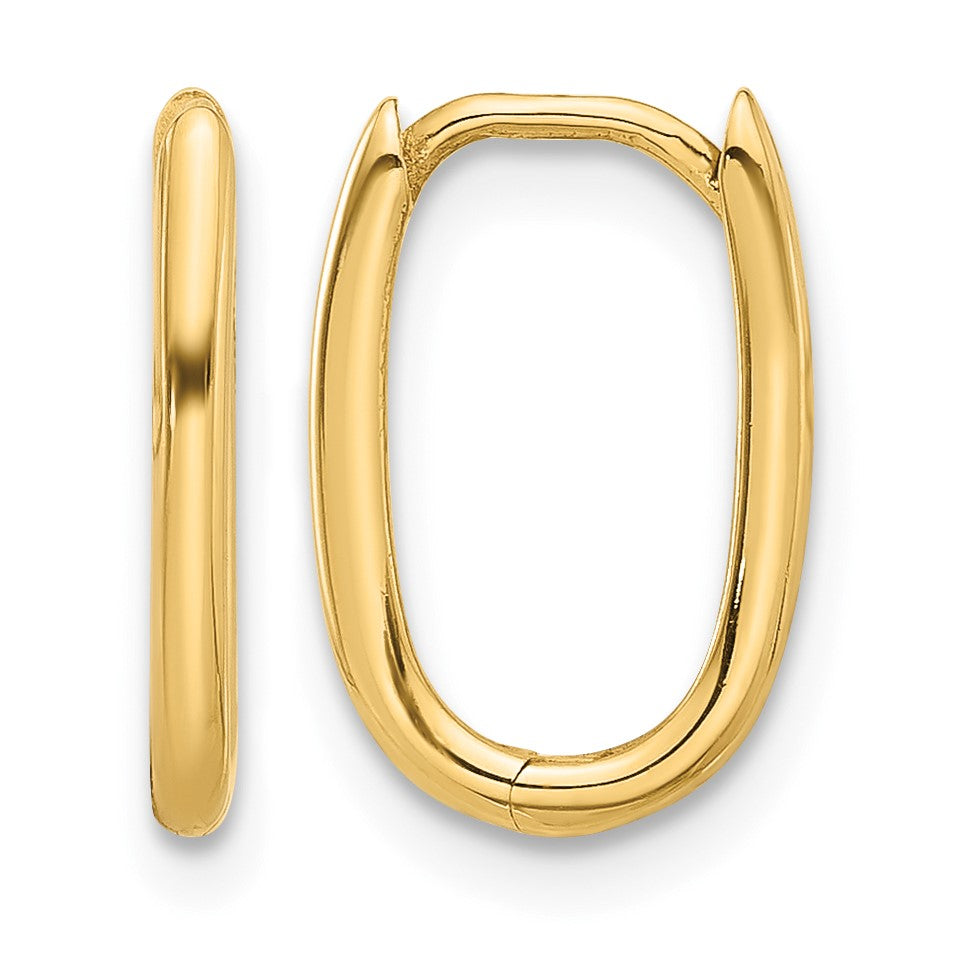 14K Polished Oval Hinged Hoop Earrings