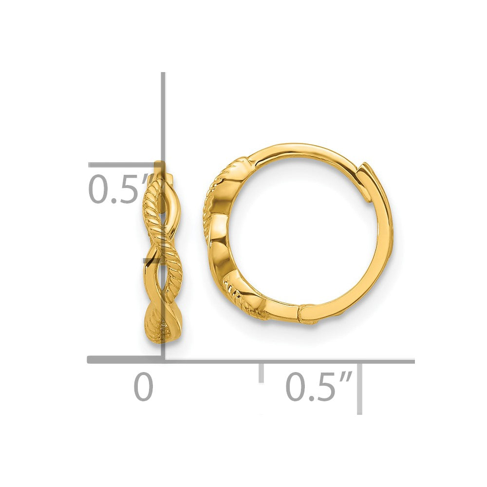 14K Polished and Textured Braided Hinged Hoop Earrings