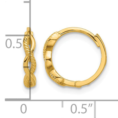 14K Polished and Textured Braided Hinged Hoop Earrings