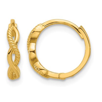 14K Polished and Textured Braided Hinged Hoop Earrings