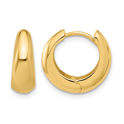 14K Polished Hinged Huggie Hoop Earrings