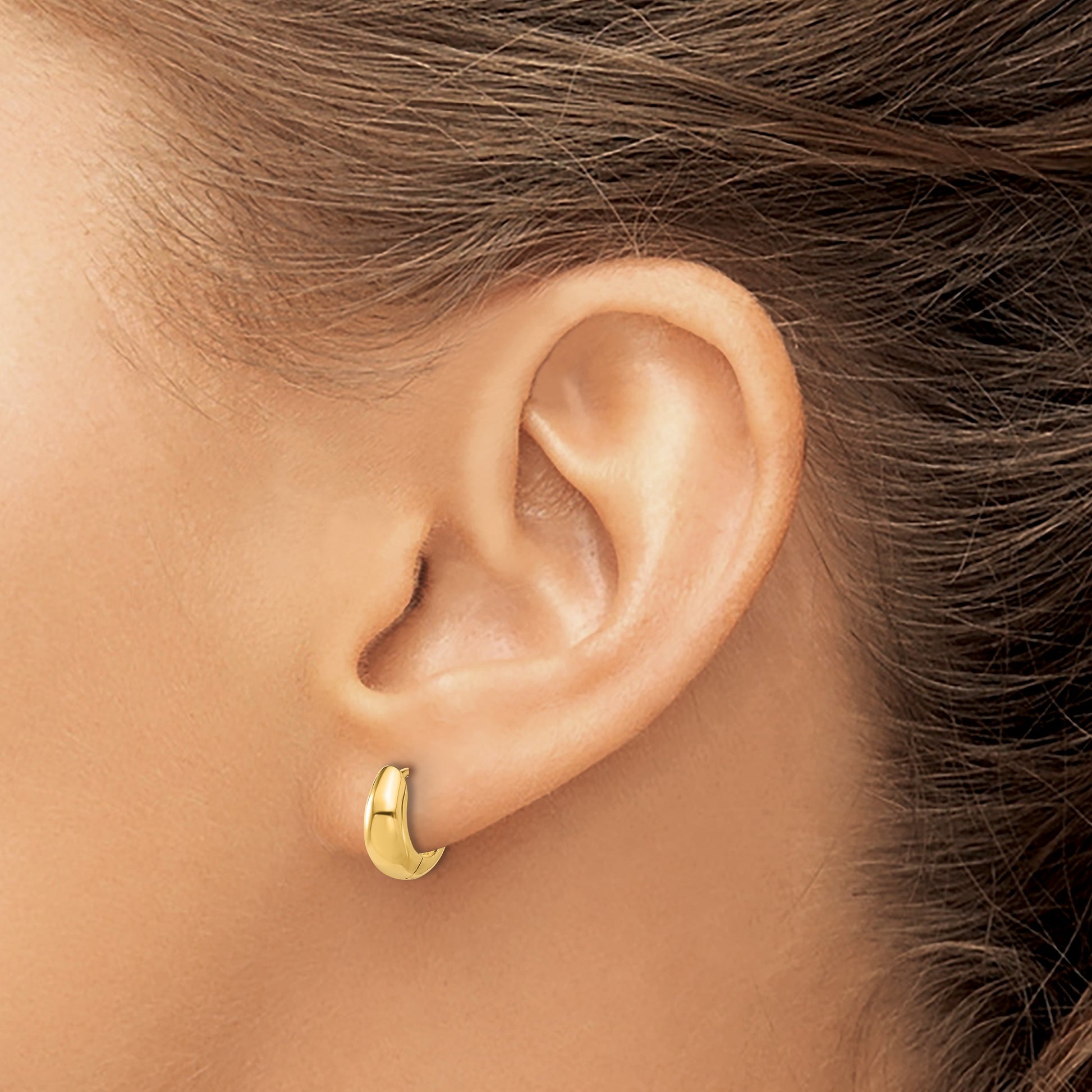 14K Polished Hinged Huggie Hoop Earrings