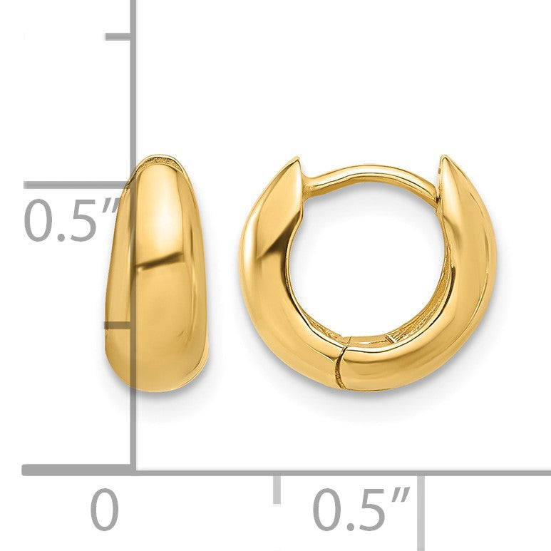 14K Polished Hinged Huggie Hoop Earrings