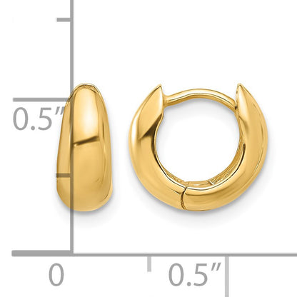 14K Polished Hinged Huggie Hoop Earrings