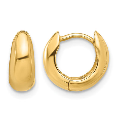 14K Polished Hinged Huggie Hoop Earrings