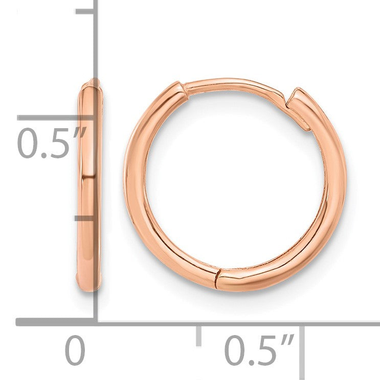 14K Rose Gold Polished Hinged Hoop Earrings