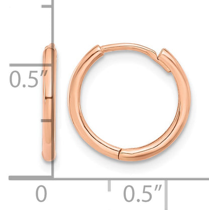 14K Rose Gold Polished Hinged Hoop Earrings