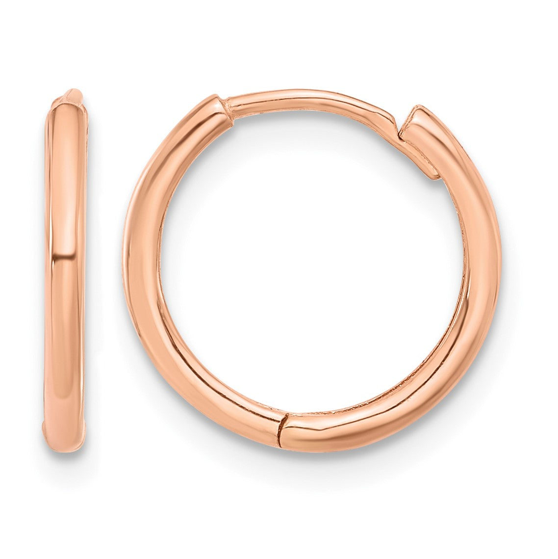 14K Rose Gold Polished Hinged Hoop Earrings