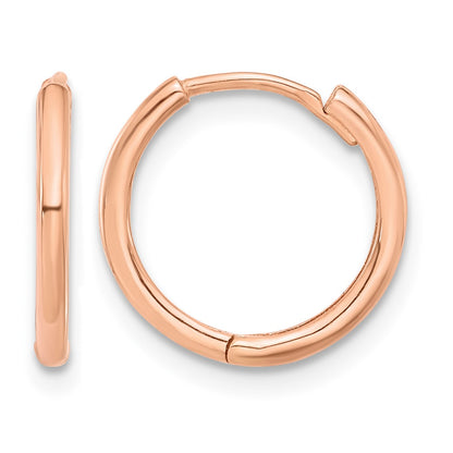 14K Rose Gold Polished Hinged Hoop Earrings
