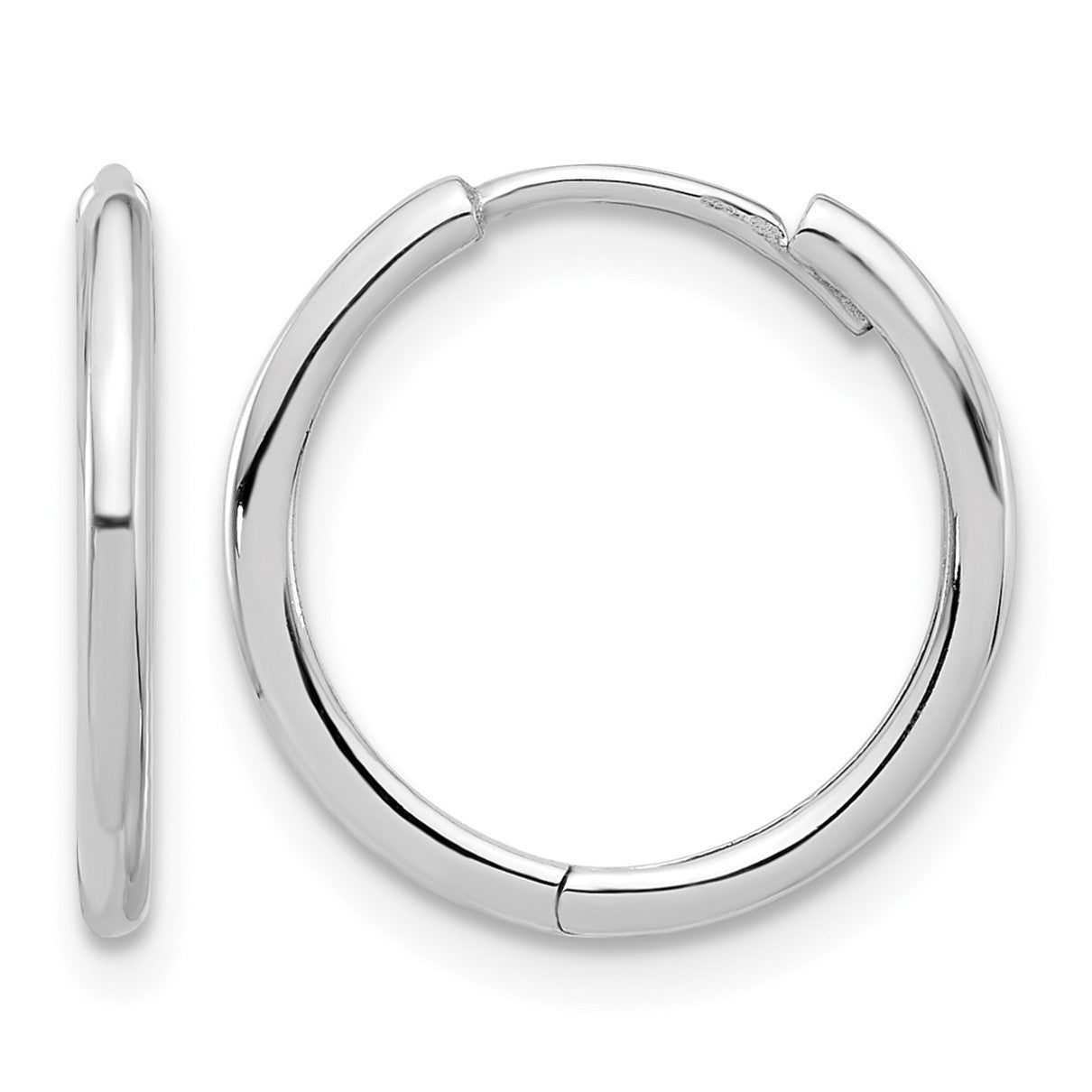 14K White Gold Polished Hinged Hoop Earrings