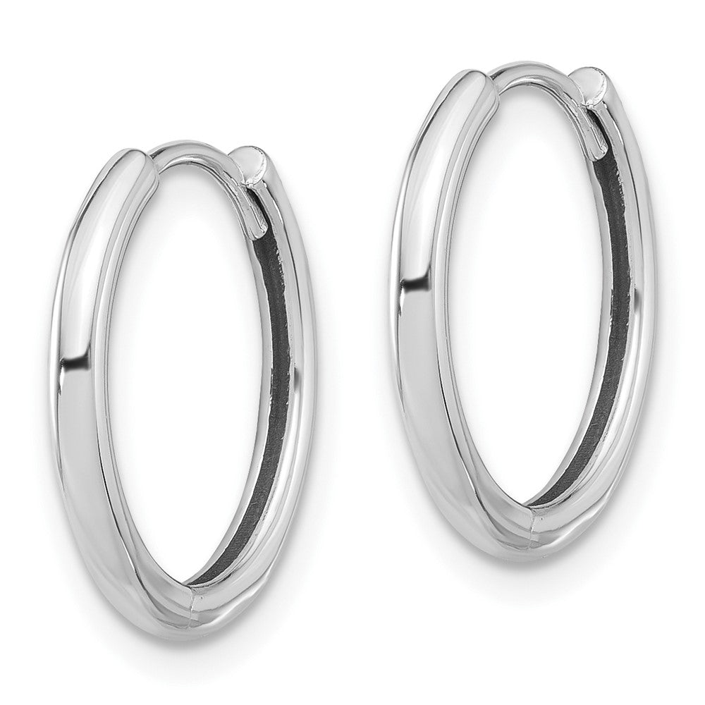 14K White Gold Polished Hinged Hoop Earrings