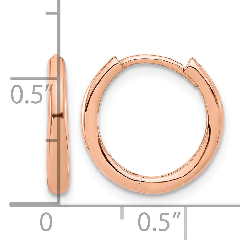 14K Rose Gold Polished Hinged Hoop Earrings