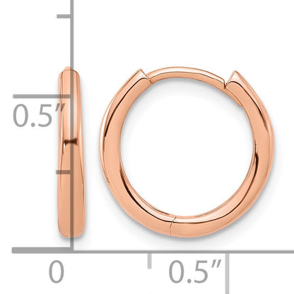 14K Rose Gold Polished Hinged Hoop Earrings