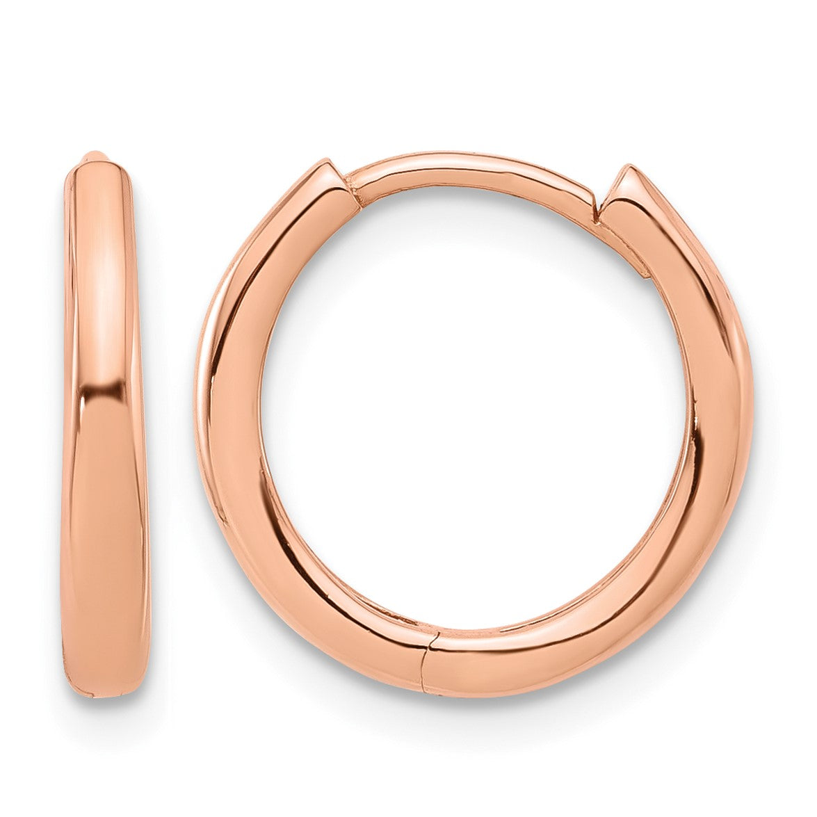 14K Rose Gold Polished Hinged Hoop Earrings