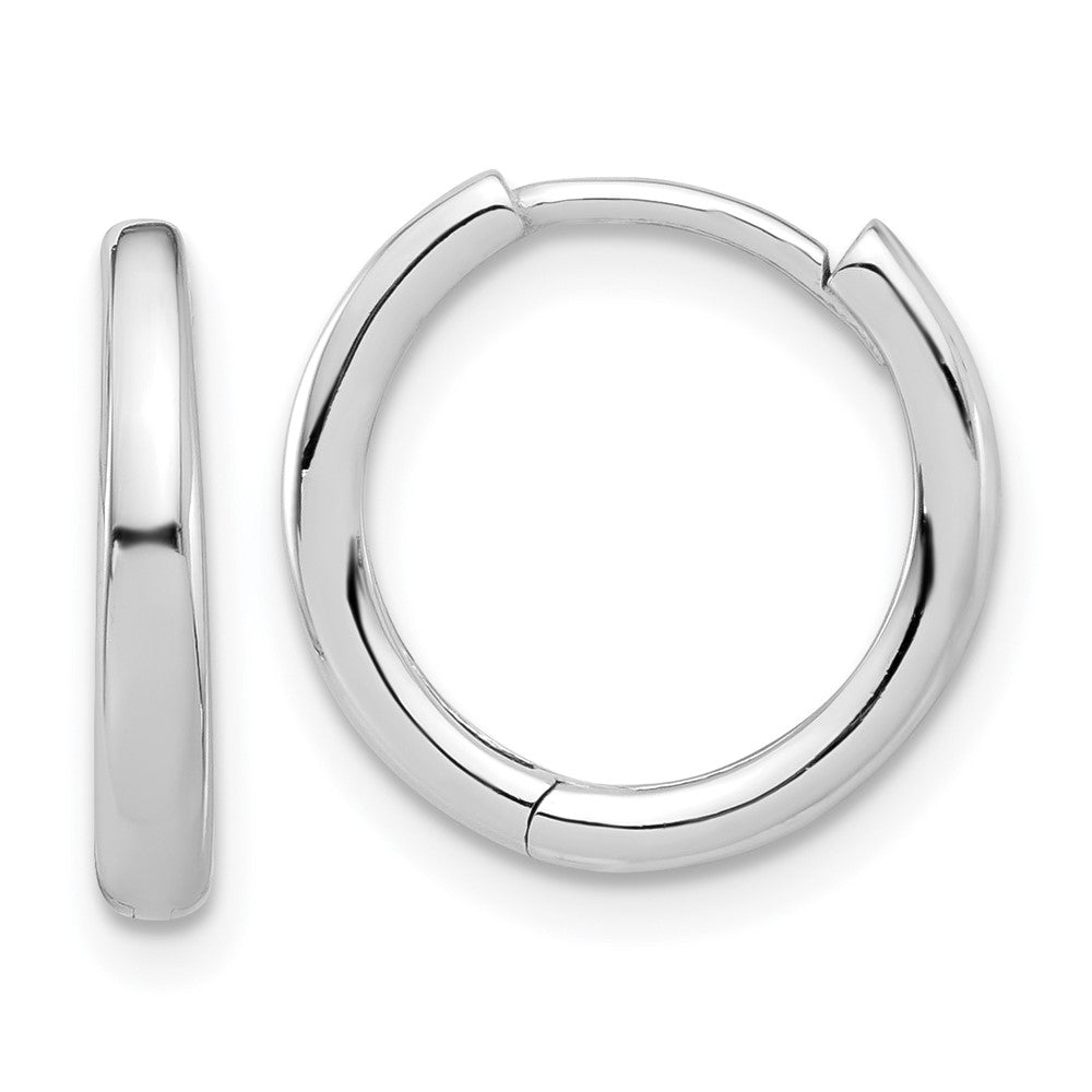 14K White Gold Polished Hinged Hoop Earrings