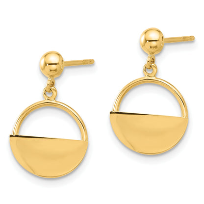 14K Polished Contemporary Circle Dangle Post Earrings