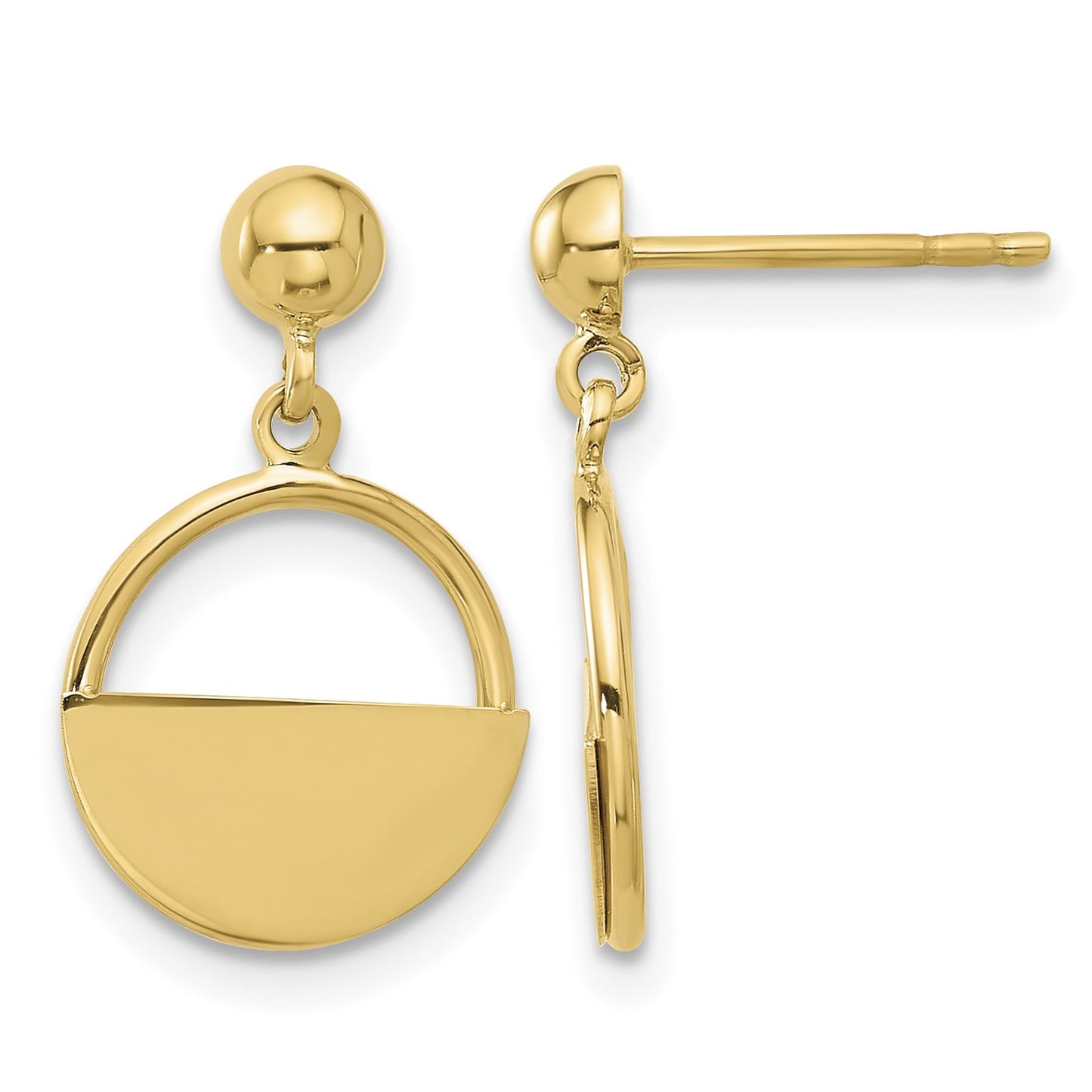 14K Polished Contemporary Circle Dangle Post Earrings