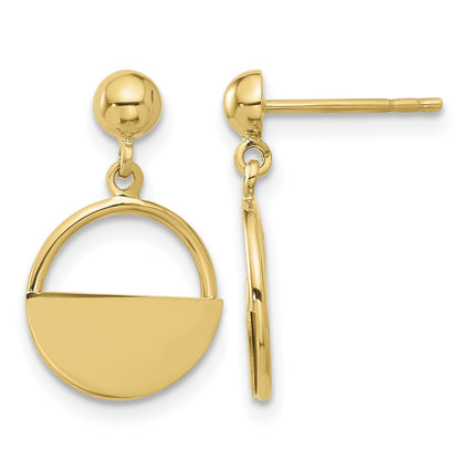 14K Polished Contemporary Circle Dangle Post Earrings
