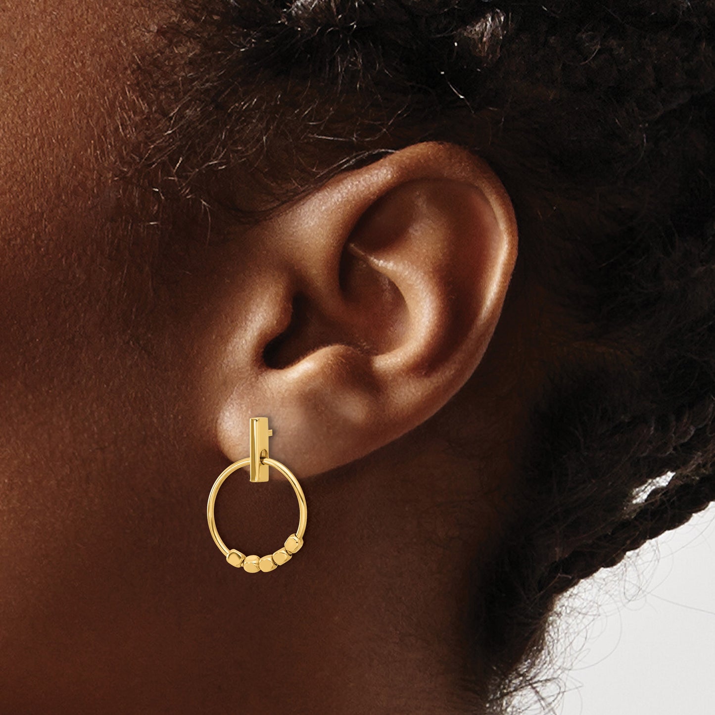 14K Polished Circle Dangle Post Earrings