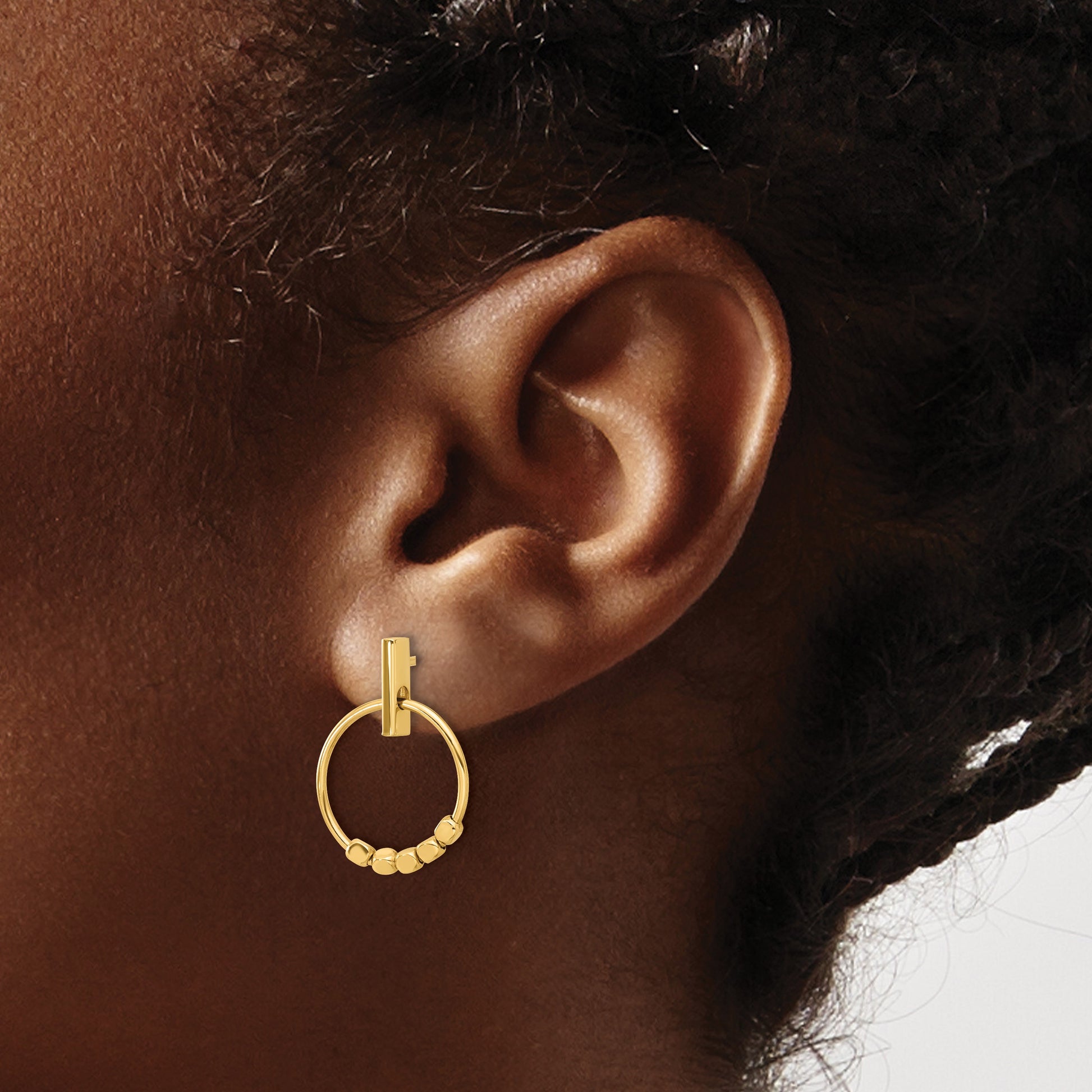 14K Polished Circle Dangle Post Earrings