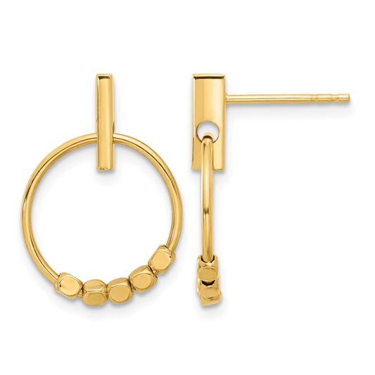 14K Polished Circle Dangle Post Earrings