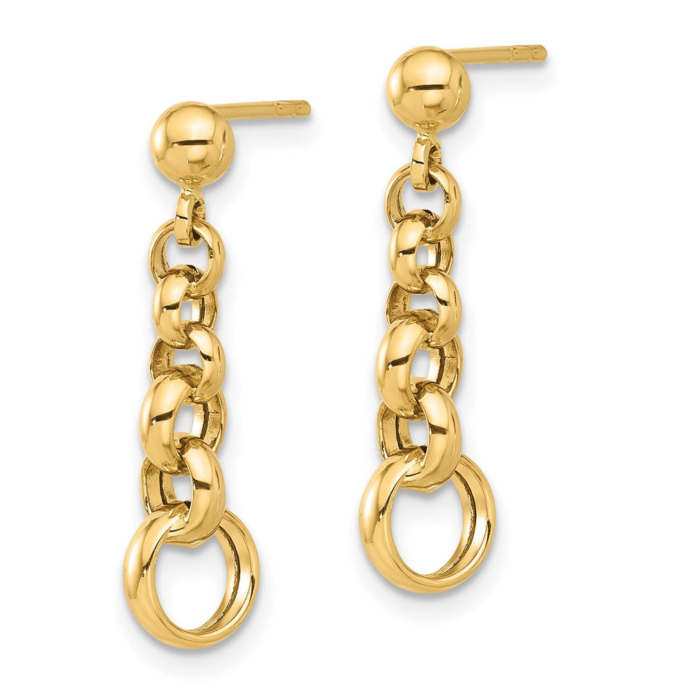 14K Polished Circle Link Post Earrings