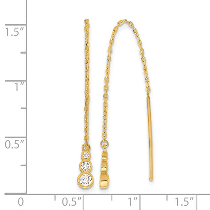 14K Polished Graduated CZ and Chain Threader Earrings