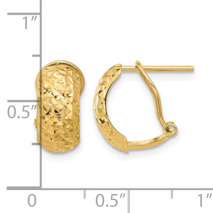 14K 6x13mm Polished and Diamond-cut Omega Back Post Earrings