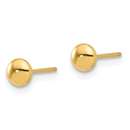 14K 4.5mm Polished Puffed Round Button Post Earrings