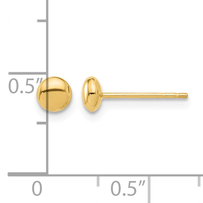14K 4.5mm Polished Puffed Round Button Post Earrings