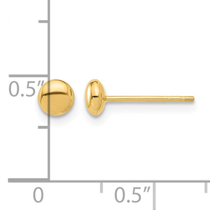 14K 4.5mm Polished Puffed Round Button Post Earrings