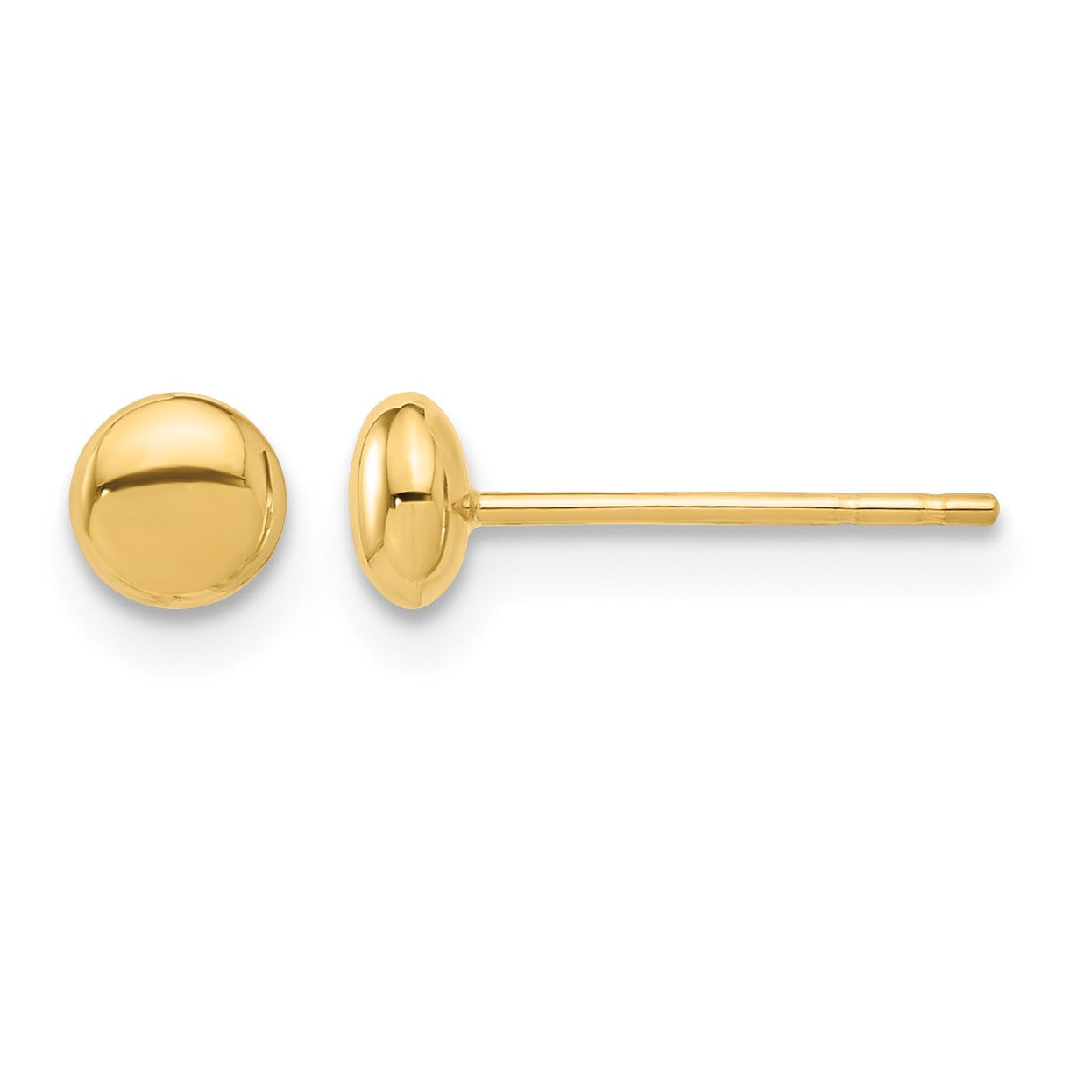 14K 4.5mm Polished Puffed Round Button Post Earrings