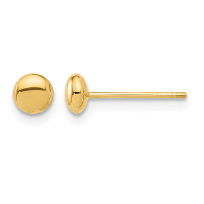 14K 4.5mm Polished Puffed Round Button Post Earrings