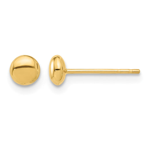 14K 4.5mm Polished Puffed Round Button Post Earrings